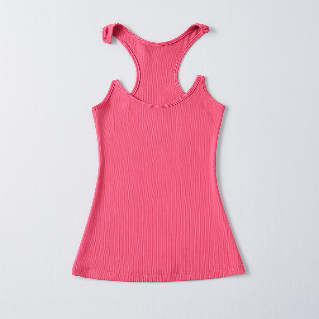 Camiseta de tirantes con espalda nadadora y textura acanalada para mujer