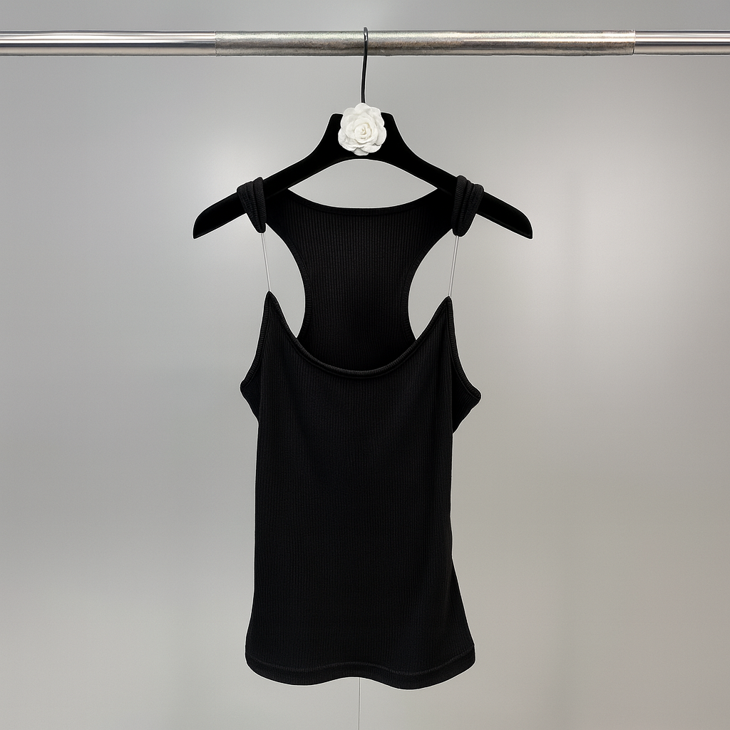 Camiseta de tirantes con espalda nadadora y textura acanalada para mujer