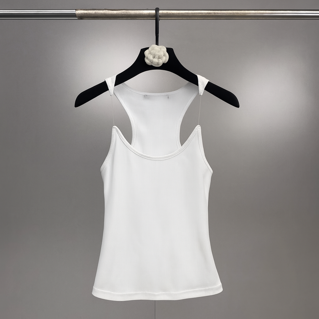 Camiseta de tirantes con espalda nadadora y textura acanalada para mujer