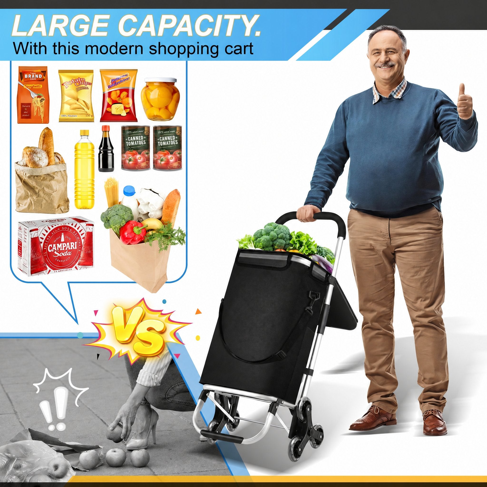 Carrito de la compra plegable de 40 l