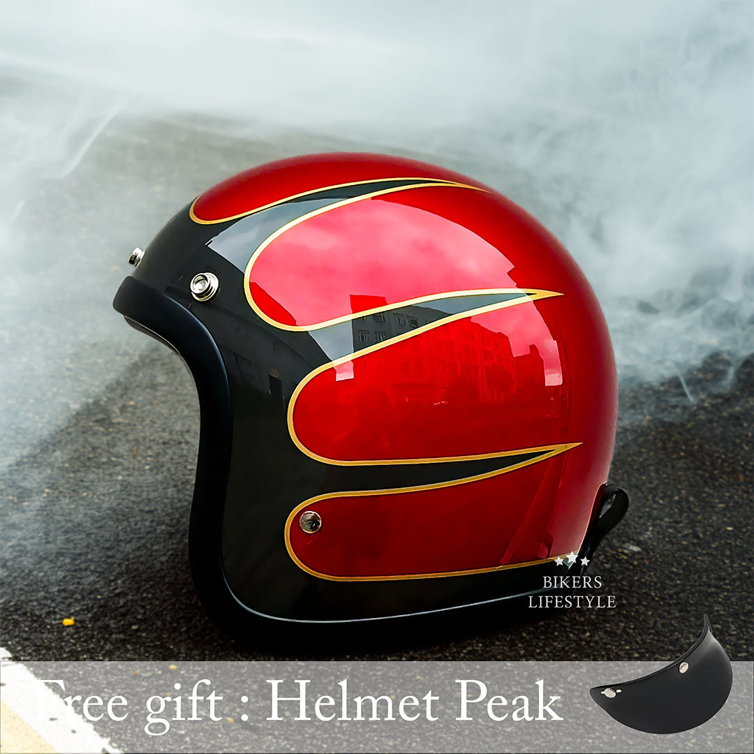 Casco de moto vintage de perfil bajo certificado DOT y ECE