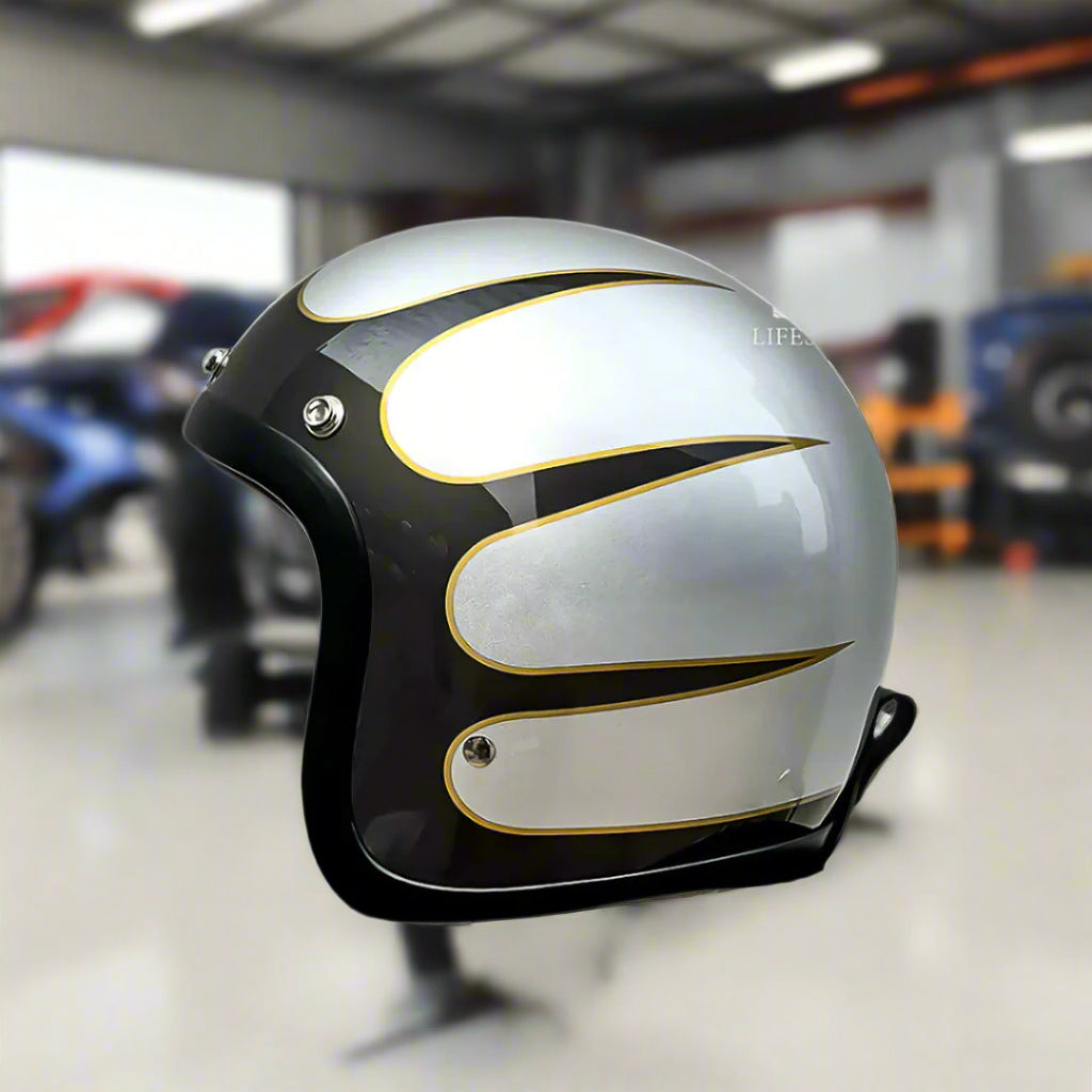 Casco de moto vintage de perfil bajo certificado DOT y ECE
