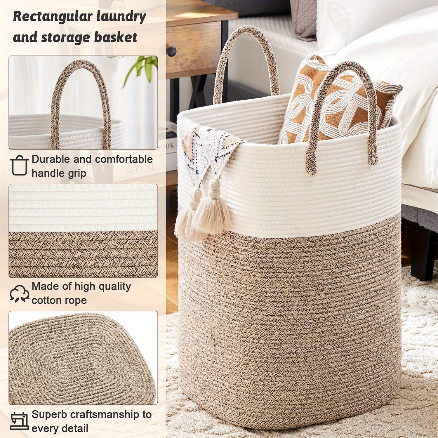 Cesta de ropa trenzada extragrande - Espacio para todas tus cosas, duradera y práctica