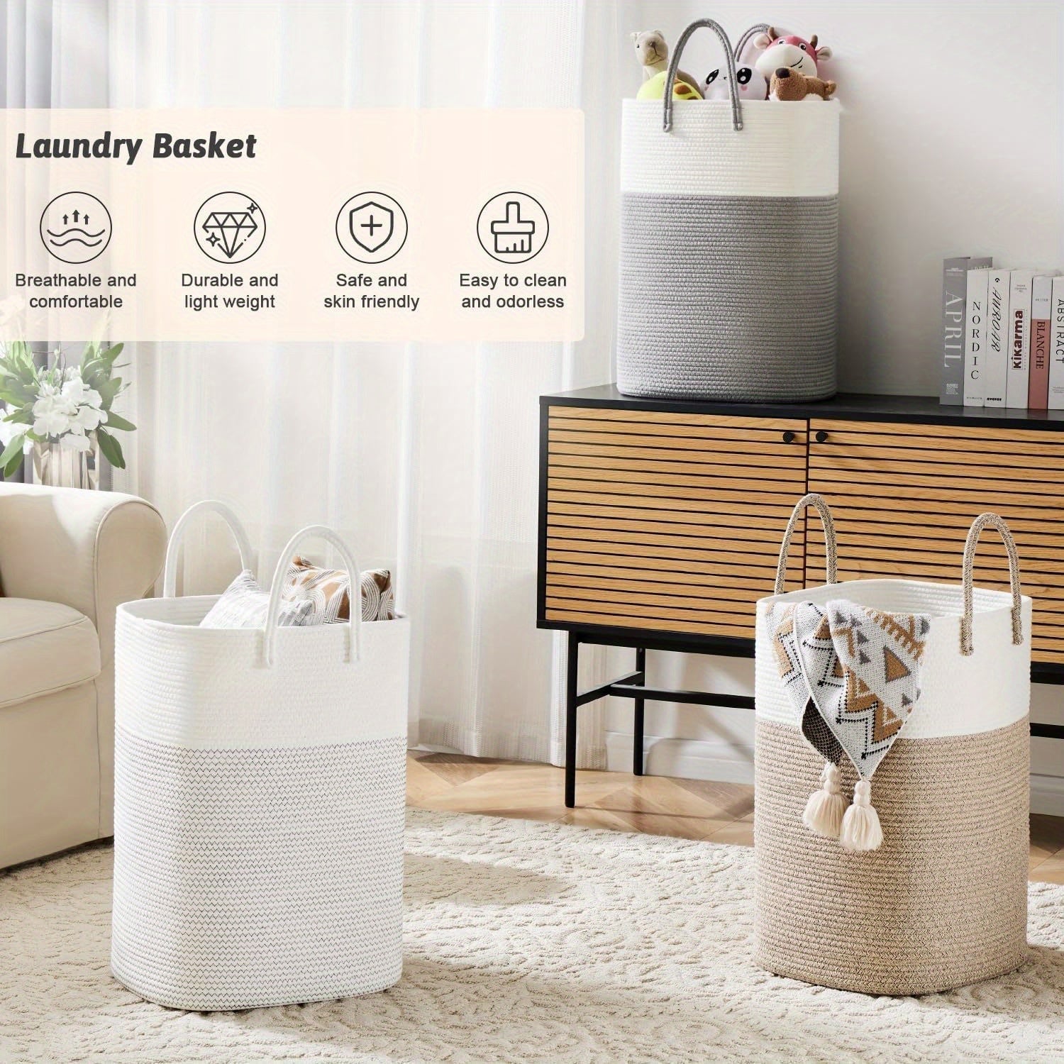 Cesta de ropa trenzada extragrande - Espacio para todas tus cosas, duradera y práctica