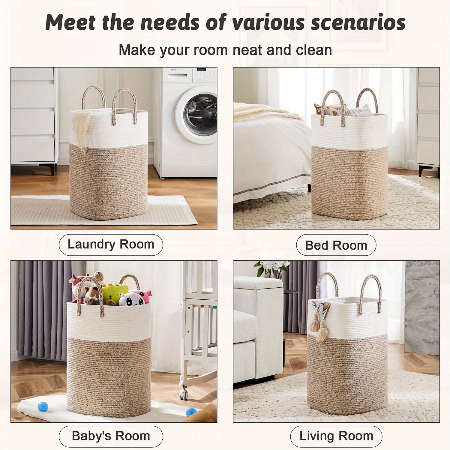 Cesta de ropa trenzada extragrande - Espacio para todas tus cosas, duradera y práctica