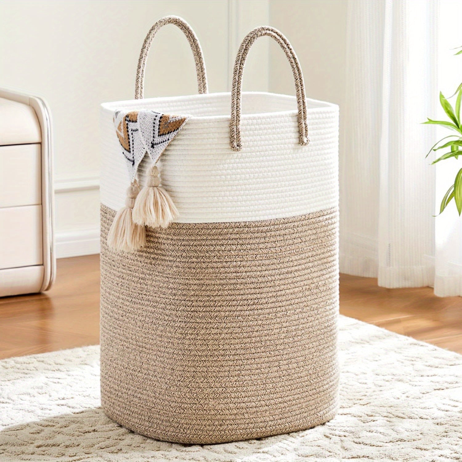 Cesta de ropa trenzada extragrande - Espacio para todas tus cosas, duradera y práctica
