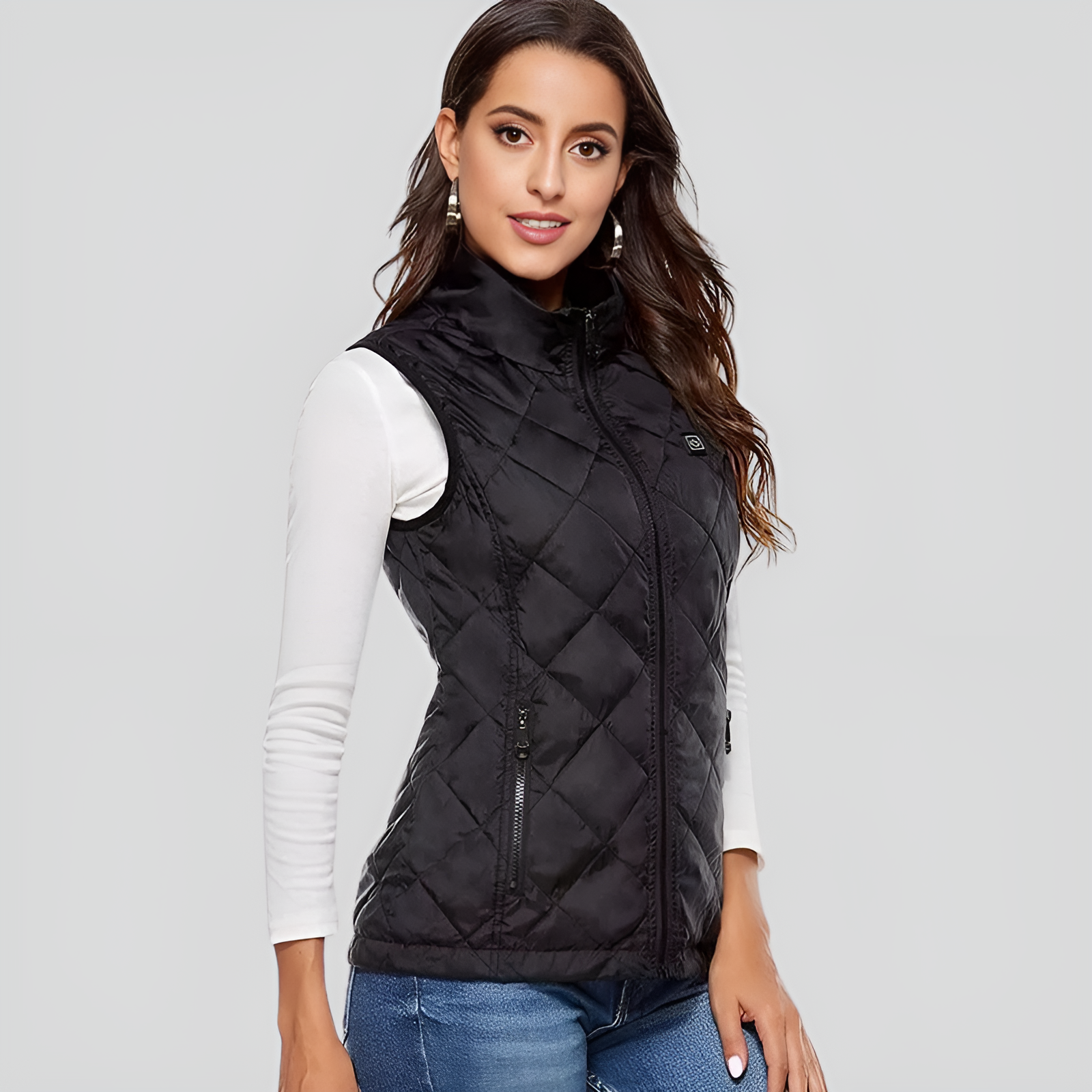 Chaleco calefactable para mujer con doble control y 9 zonas de calor