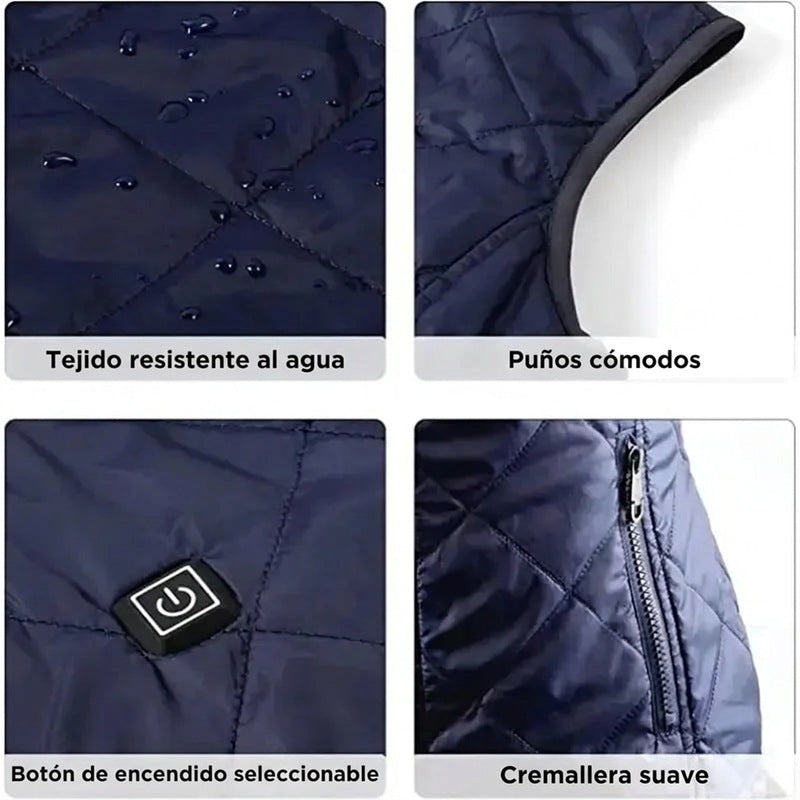 Chaleco calefactable para mujer con doble control y 9 zonas de calor