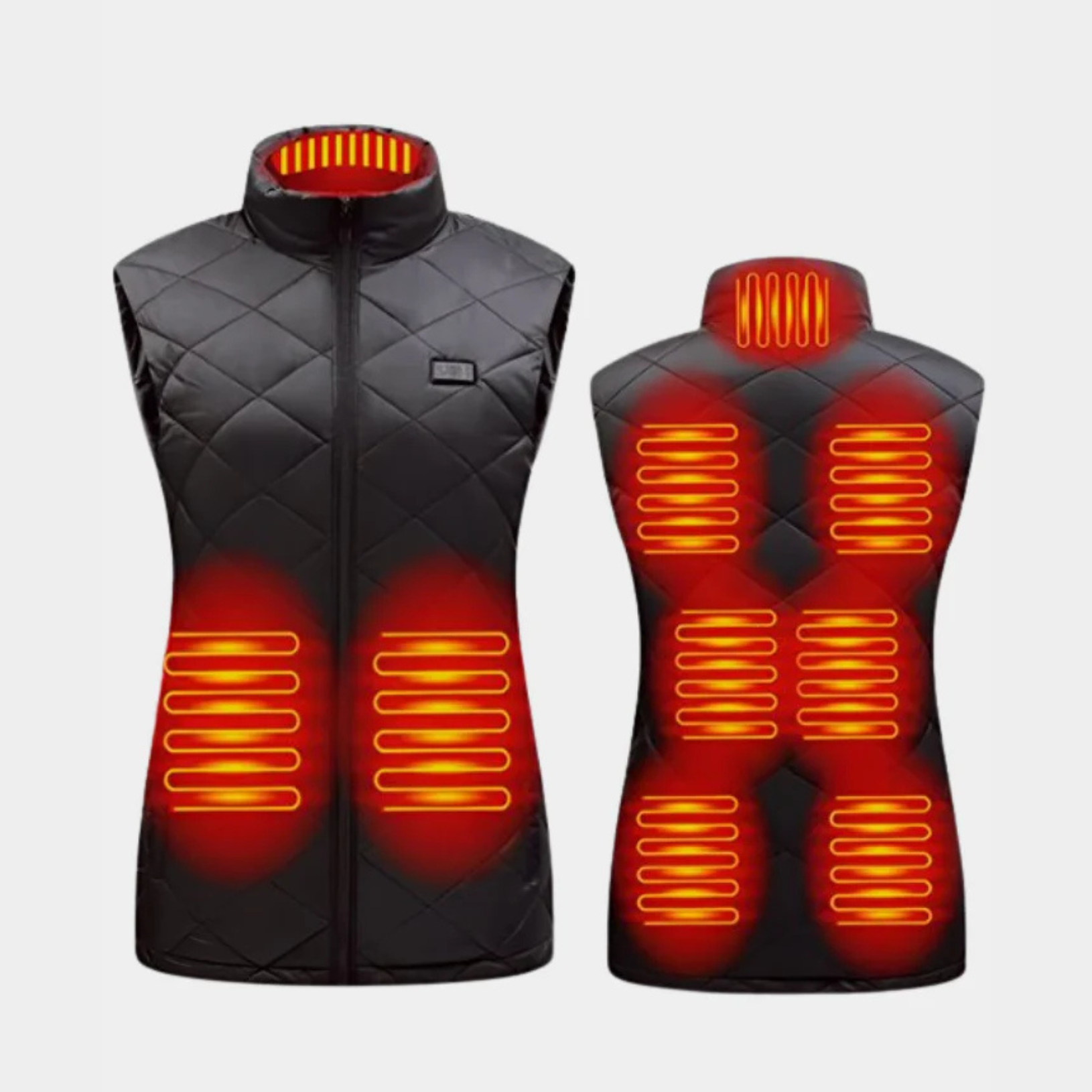 Chaleco calefactable para mujer con doble control y 9 zonas de calor