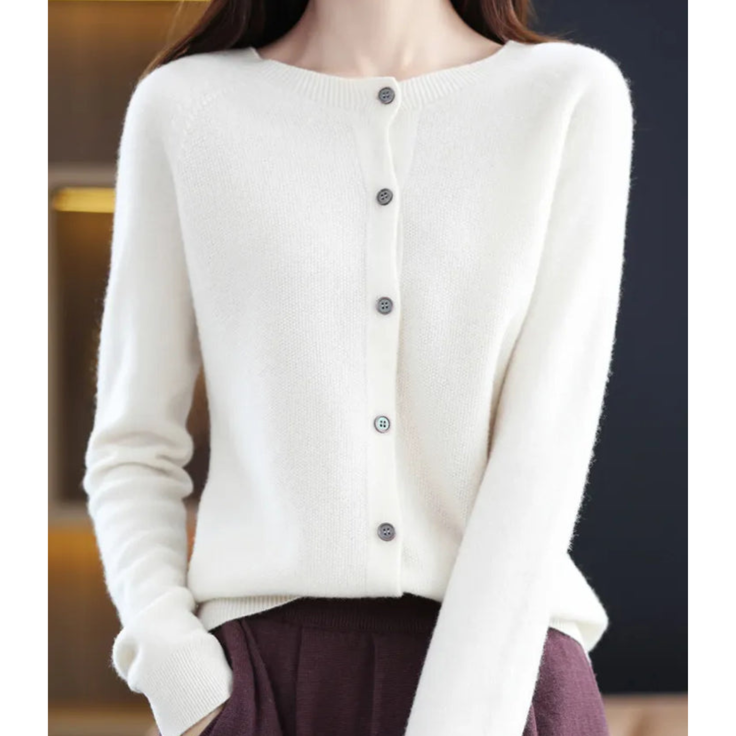 Chaqueta de punto con botones de mezcla de merino y cachemira