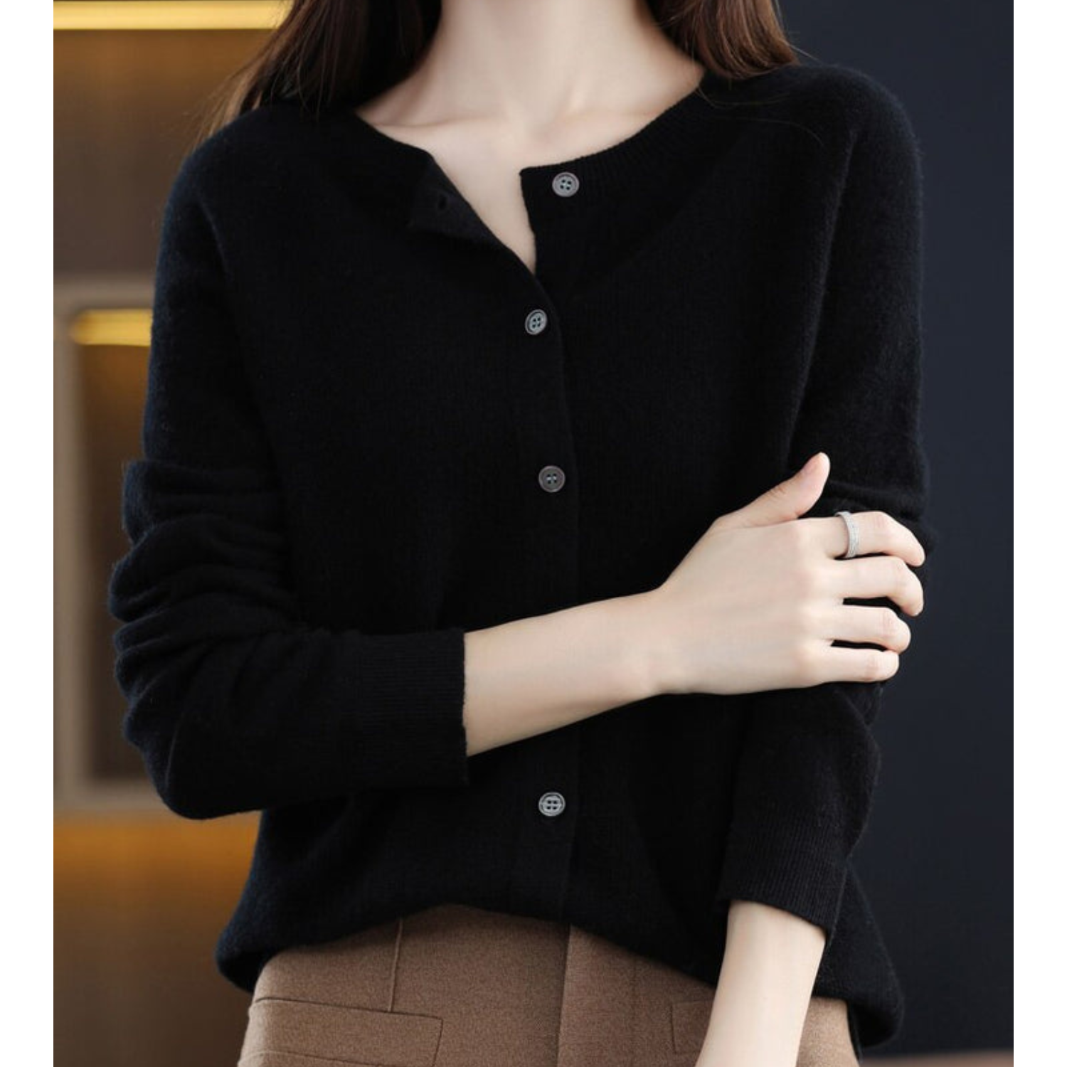Chaqueta de punto con botones de mezcla de merino y cachemira