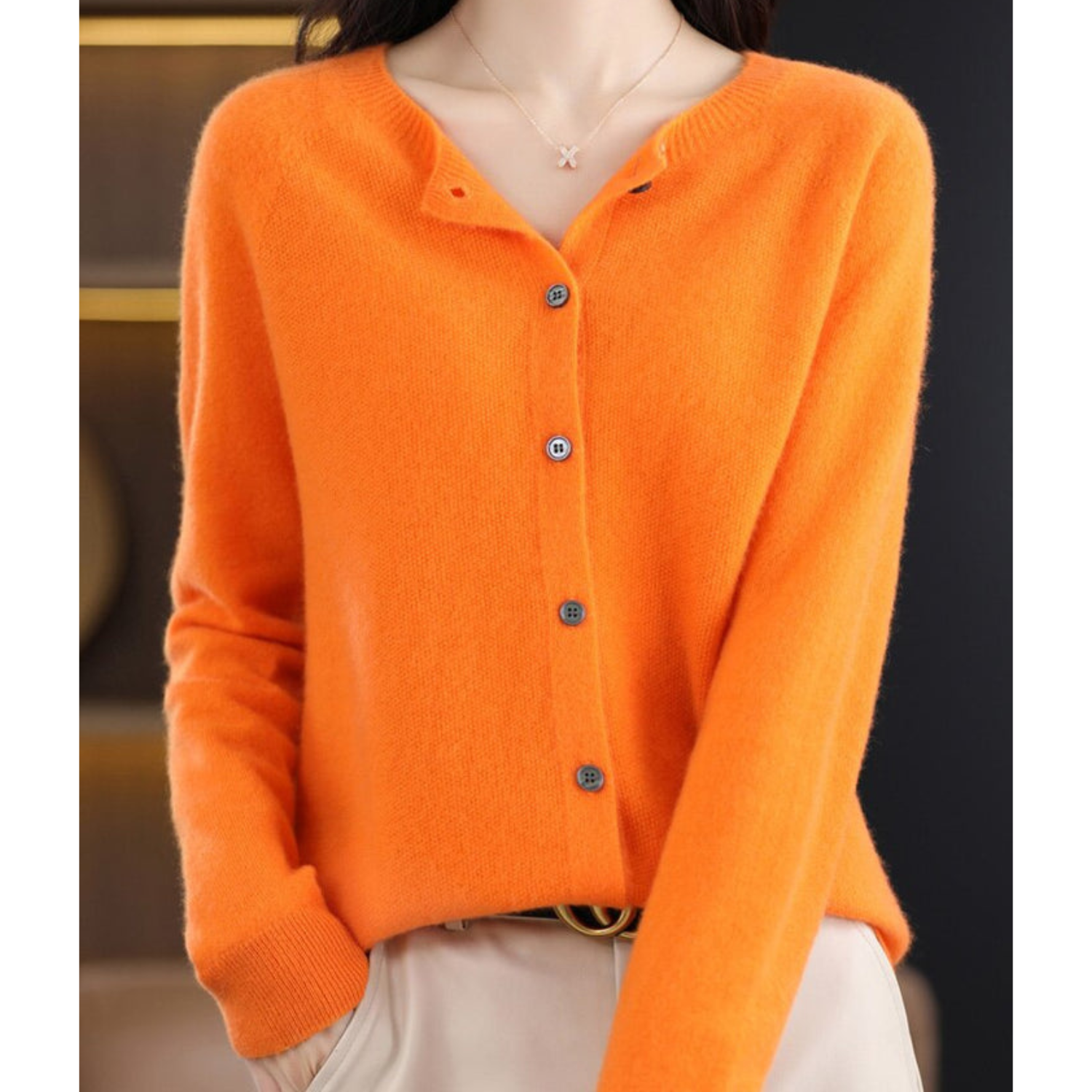 Chaqueta de punto con botones de mezcla de merino y cachemira