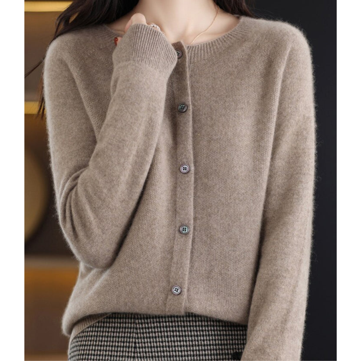Chaqueta de punto con botones de mezcla de merino y cachemira