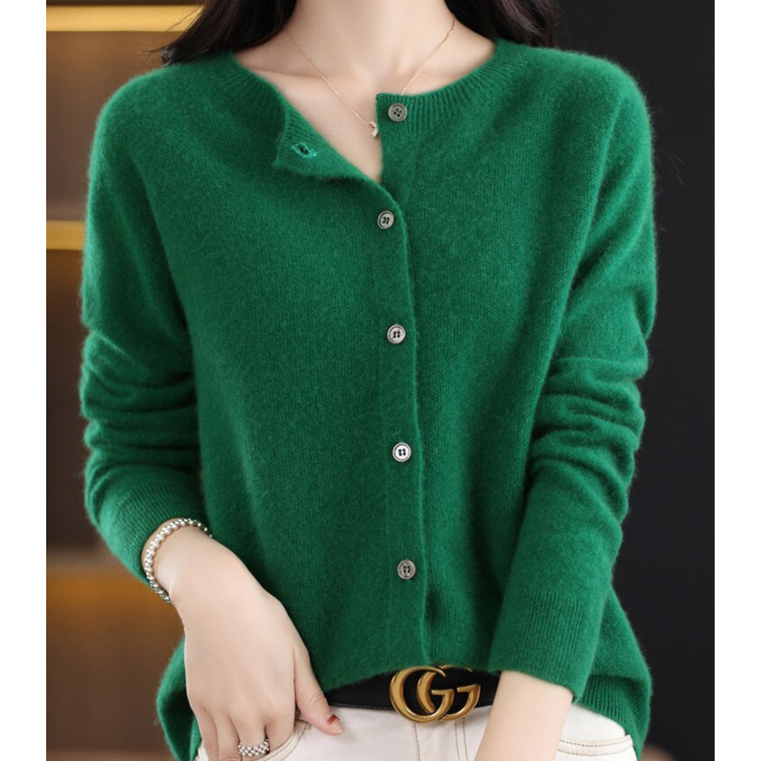 Chaqueta de punto con botones de mezcla de merino y cachemira