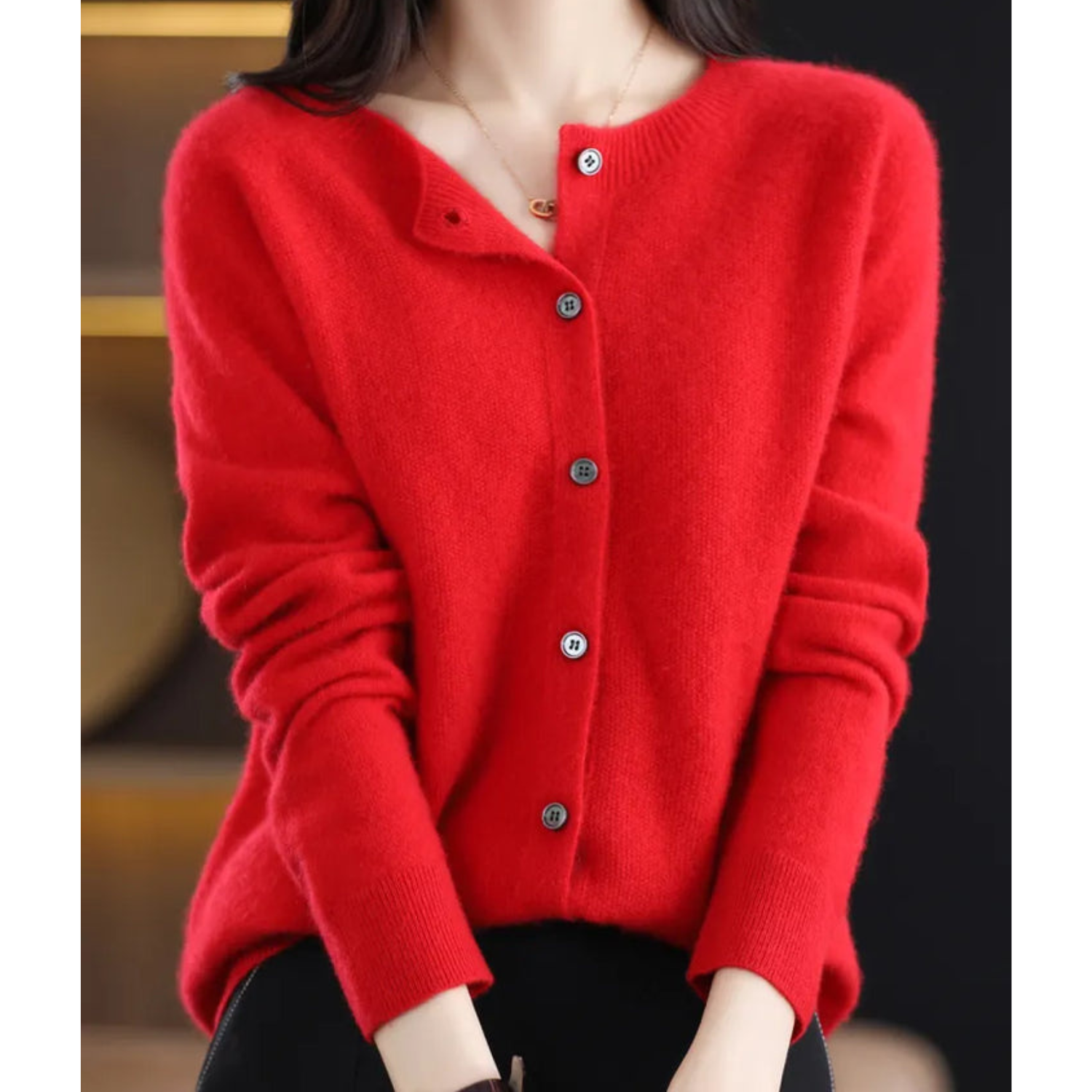 Chaqueta de punto con botones de mezcla de merino y cachemira
