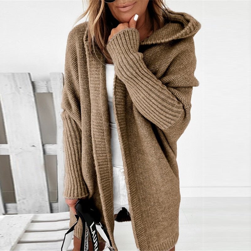 Chaqueta de punto con capucha para mujer