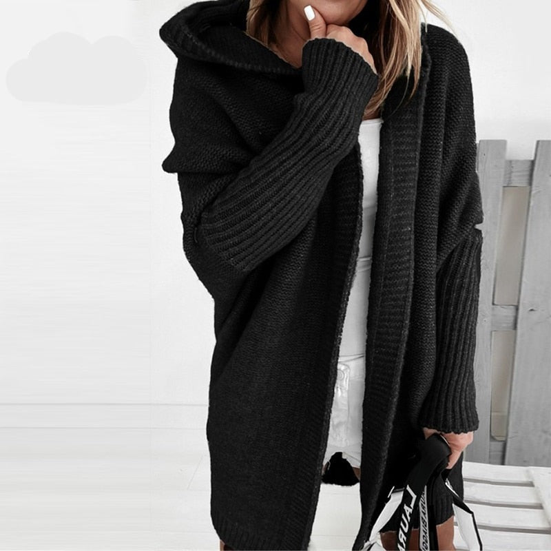 Chaqueta de punto con capucha para mujer