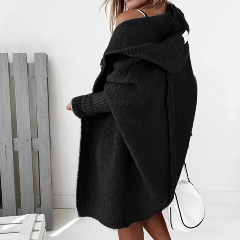 Chaqueta de punto con capucha para mujer