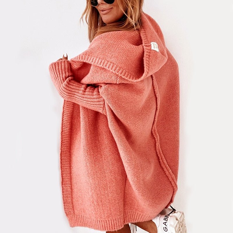 Chaqueta de punto con capucha para mujer