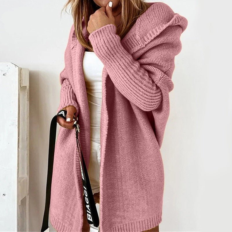 Chaqueta de punto con capucha para mujer