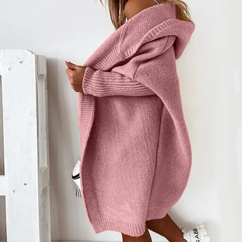Chaqueta de punto con capucha para mujer