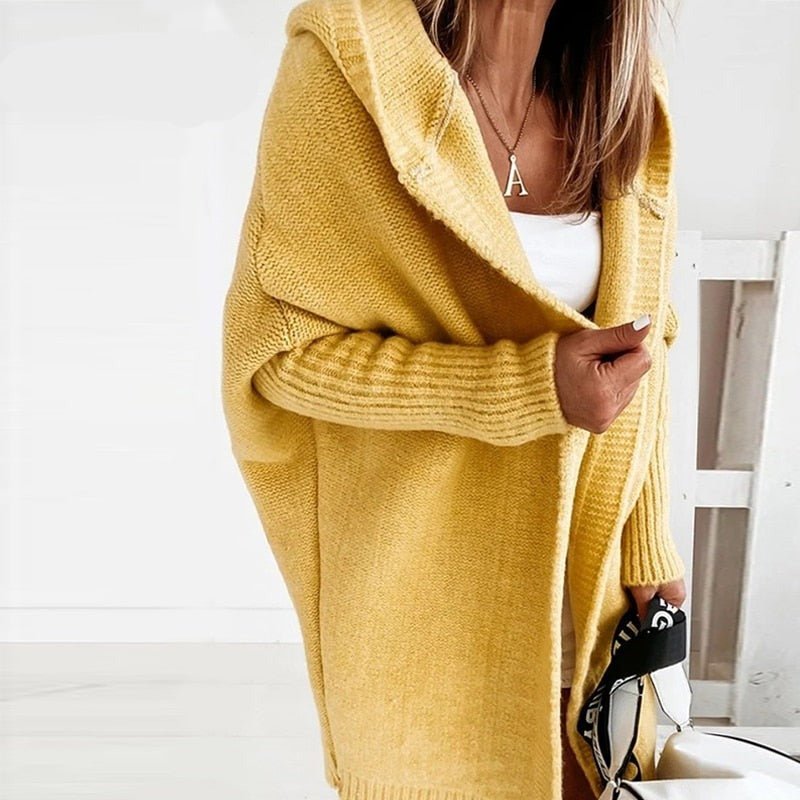 Chaqueta de punto con capucha para mujer