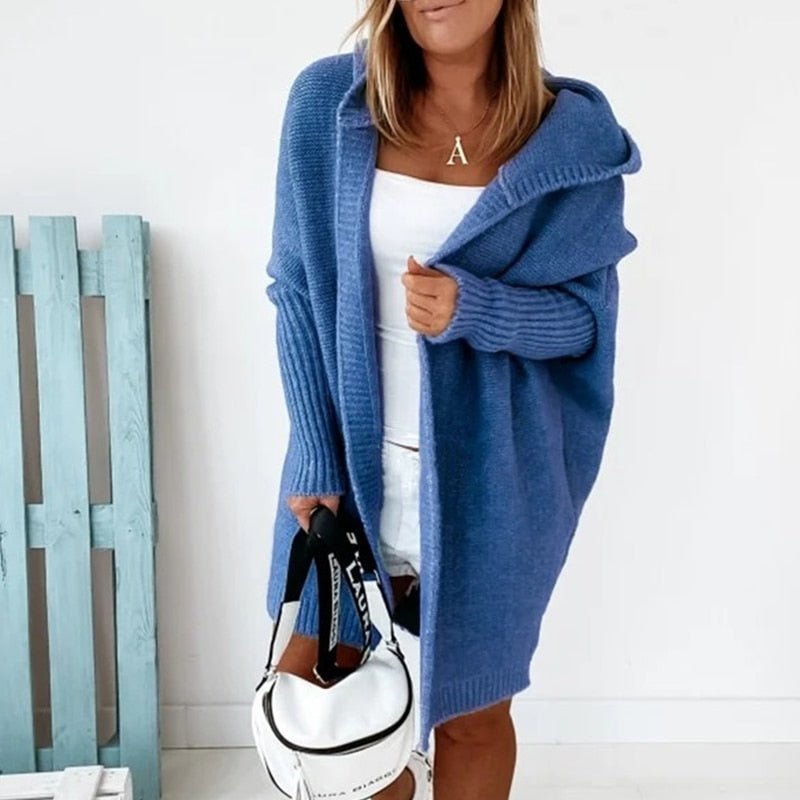 Chaqueta de punto con capucha para mujer