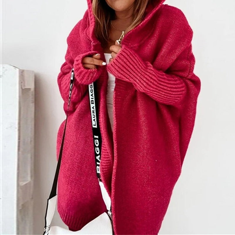 Chaqueta de punto con capucha para mujer