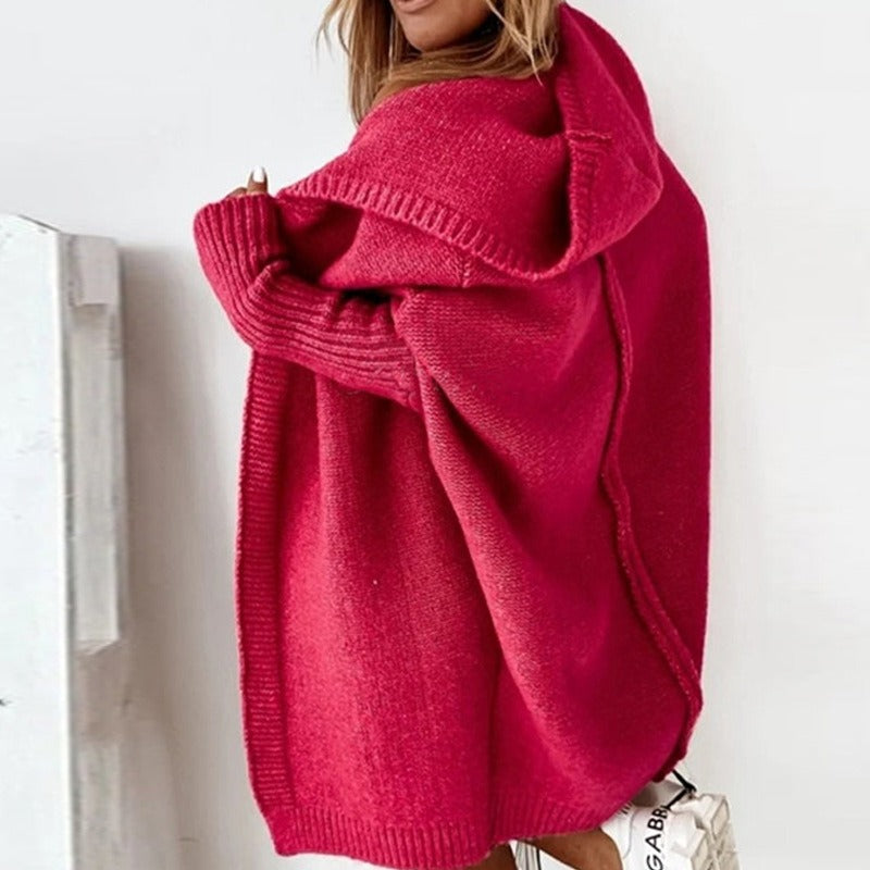 Chaqueta de punto con capucha para mujer