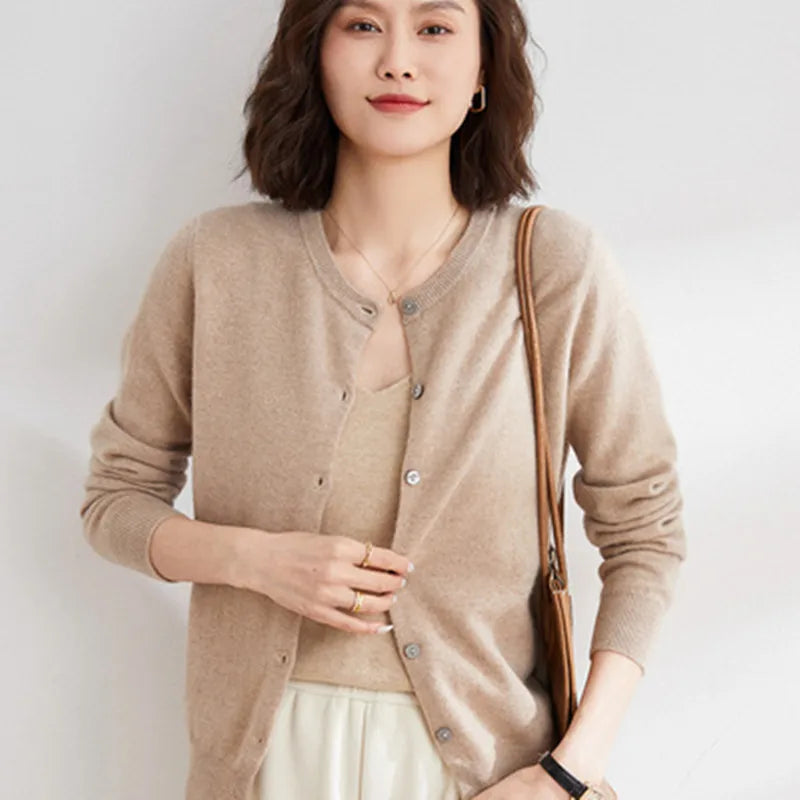 Chaqueta de punto de cachemir Lyria suave para primavera y otoño