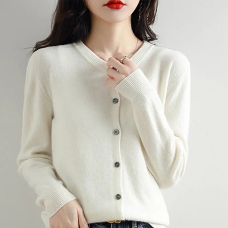 Chaqueta de punto de cachemir Lyria suave para primavera y otoño