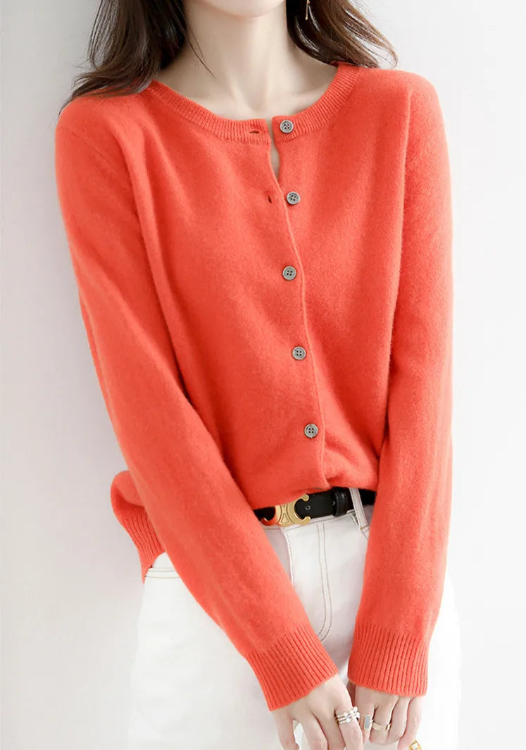 Chaqueta de punto de cachemir Lyria suave para primavera y otoño