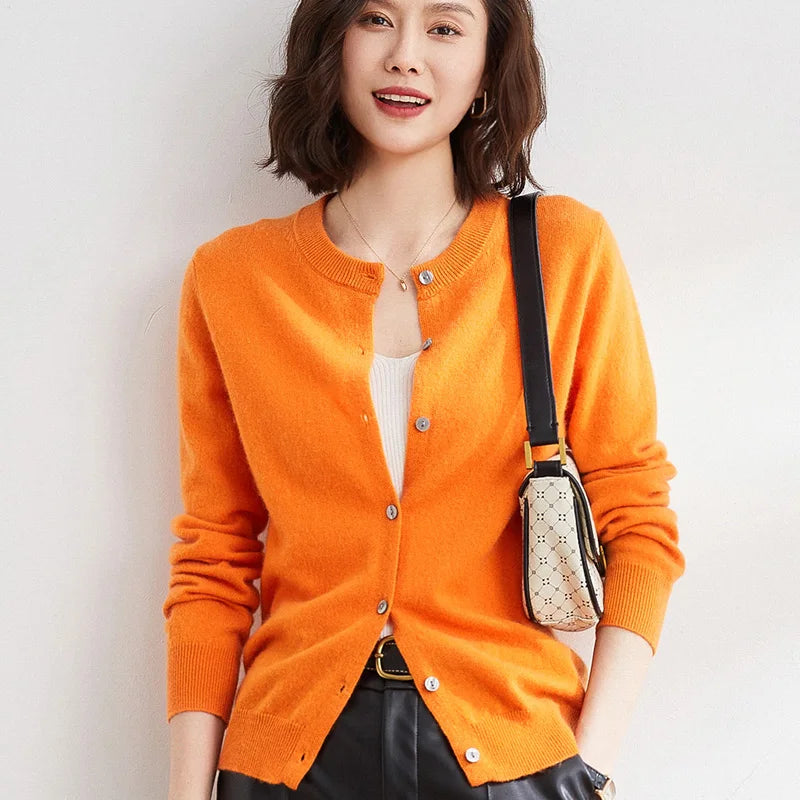 Chaqueta de punto de cachemir Lyria suave para primavera y otoño