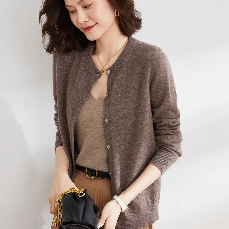 Chaqueta de punto de cachemir Lyria suave para primavera y otoño