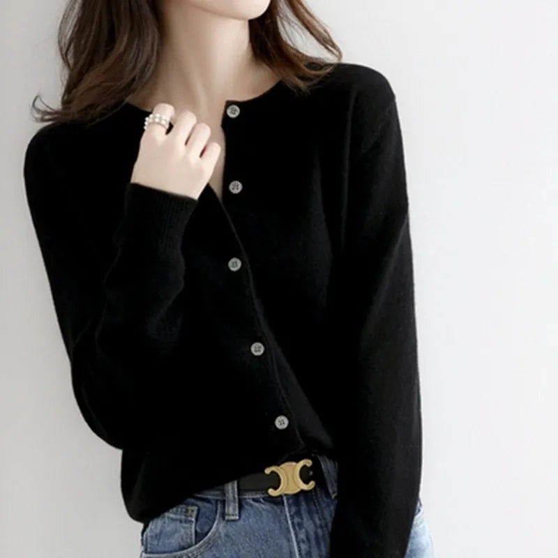 Chaqueta de punto de cachemir Lyria suave para primavera y otoño