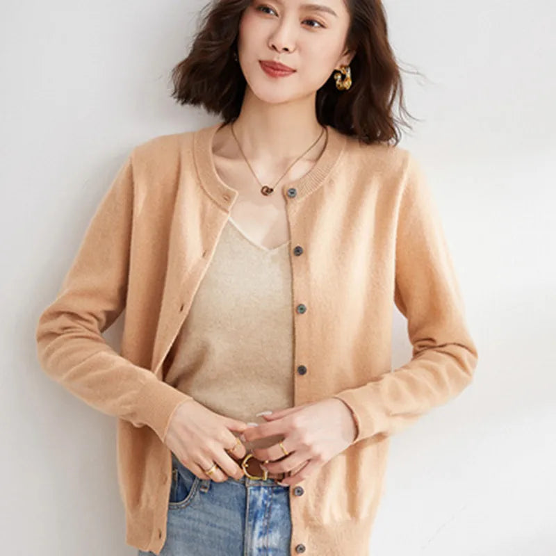Chaqueta de punto de cachemir Lyria suave para primavera y otoño