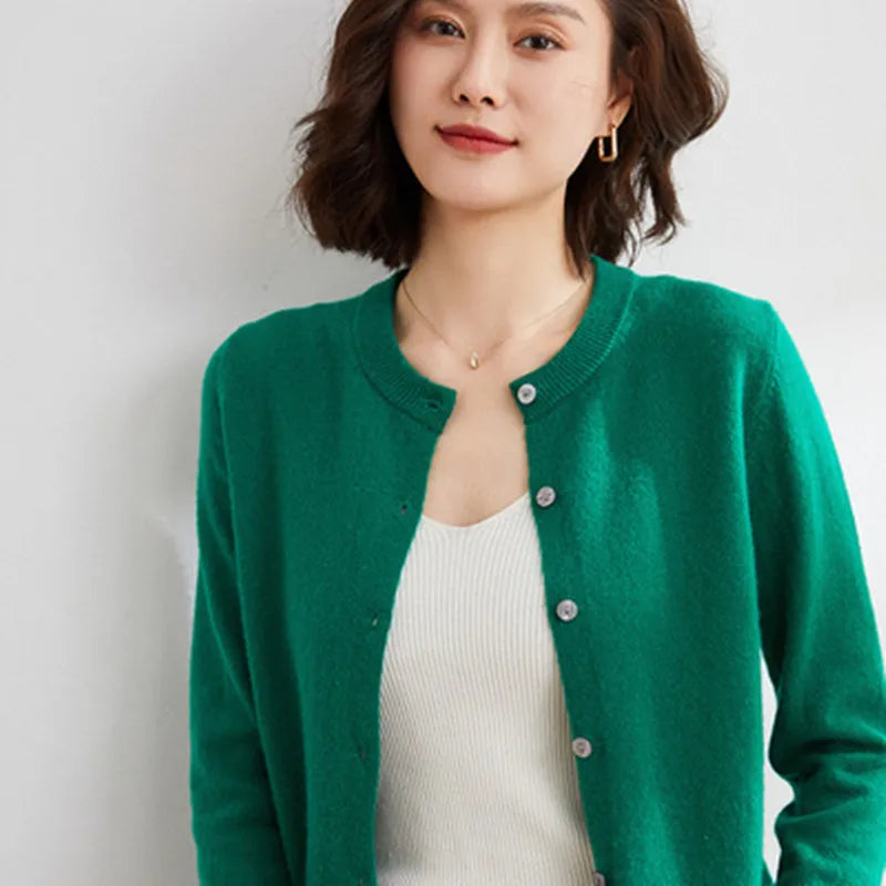 Chaqueta de punto de cachemir Lyria suave para primavera y otoño