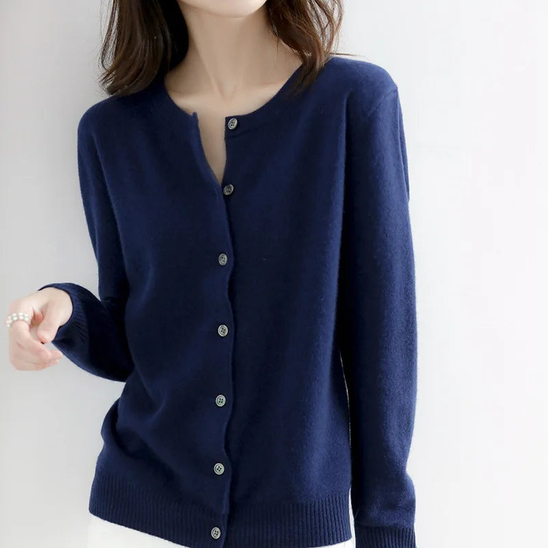 Chaqueta de punto de cachemir Lyria suave para primavera y otoño