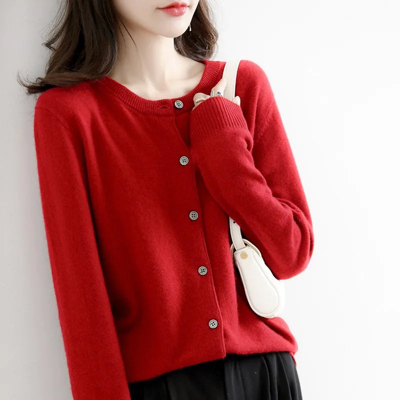 Chaqueta de punto de cachemir Lyria suave para primavera y otoño
