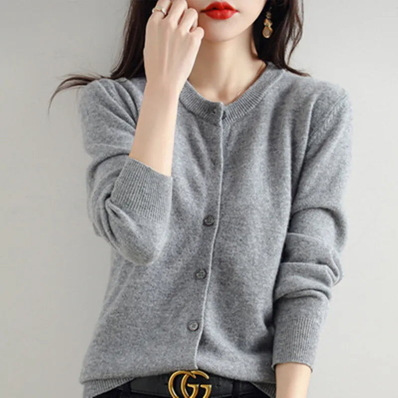 Chaqueta de punto de cachemir Lyria suave para primavera y otoño