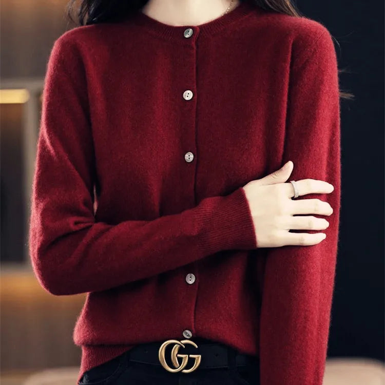 Chaqueta de punto de cachemir Lyria suave para primavera y otoño