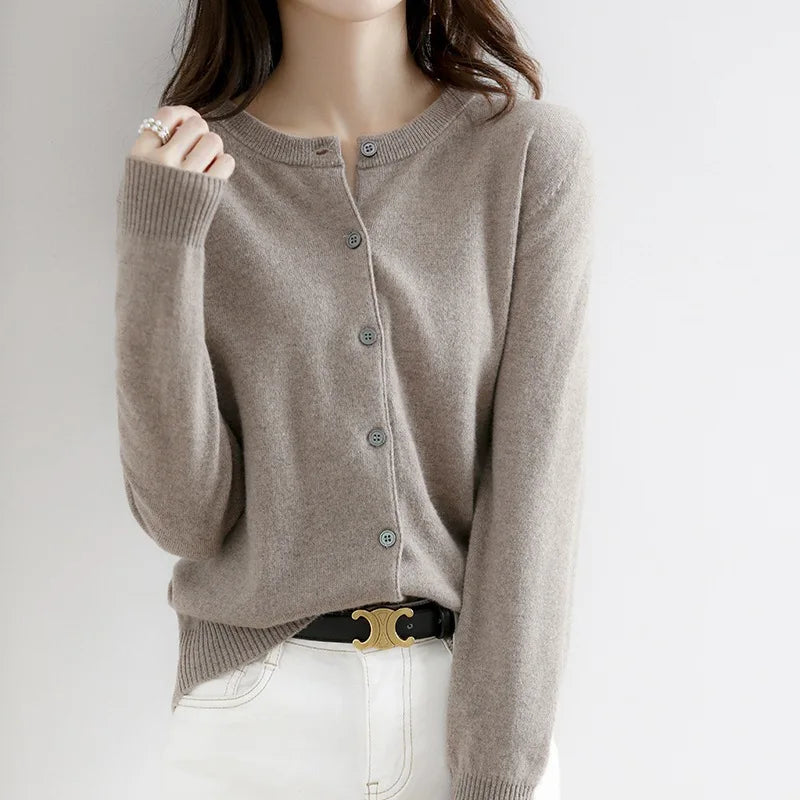 Chaqueta de punto de cachemir Lyria suave para primavera y otoño