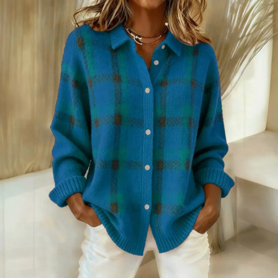 Chaqueta de punto oversize con botones y manga larga para mujer