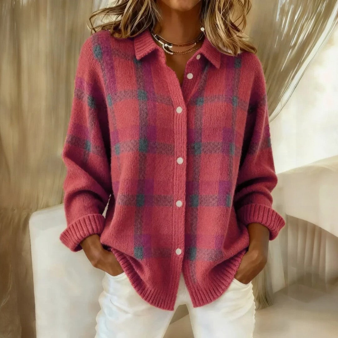 Chaqueta de punto oversize con botones y manga larga para mujer