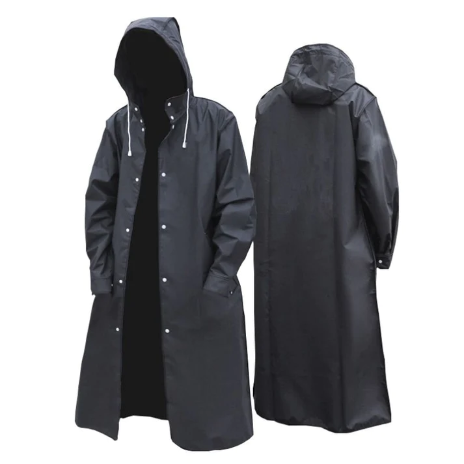 Chaqueta impermeable larga con capucha para hombre para todas las estaciones
