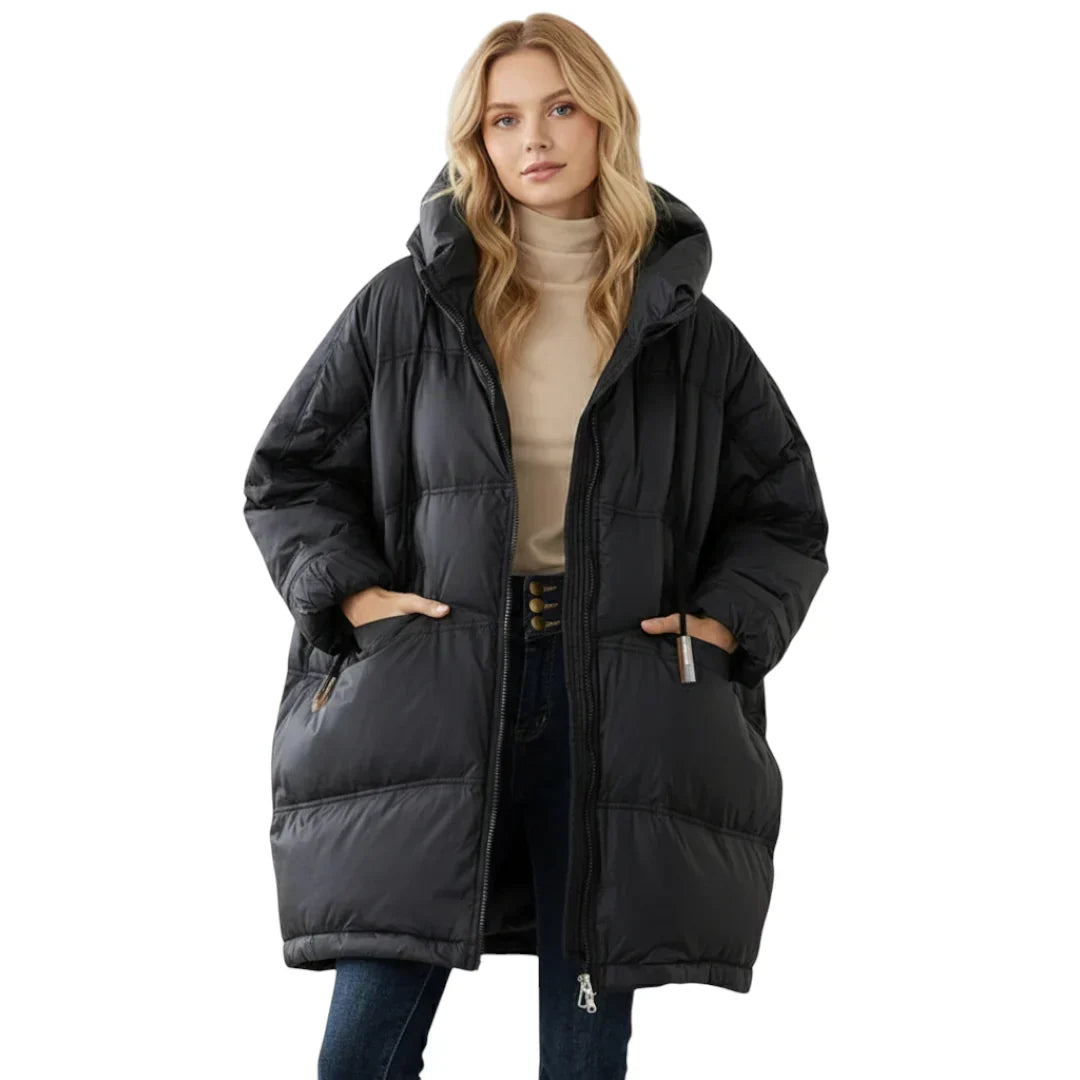 Chaqueta larga de plumón con capucha para mujer para invierno