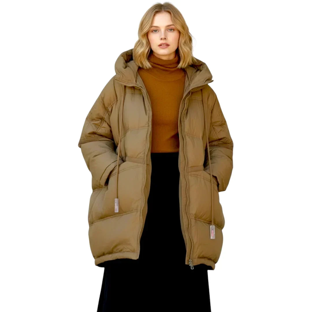 Chaqueta larga de plumón con capucha para mujer para invierno