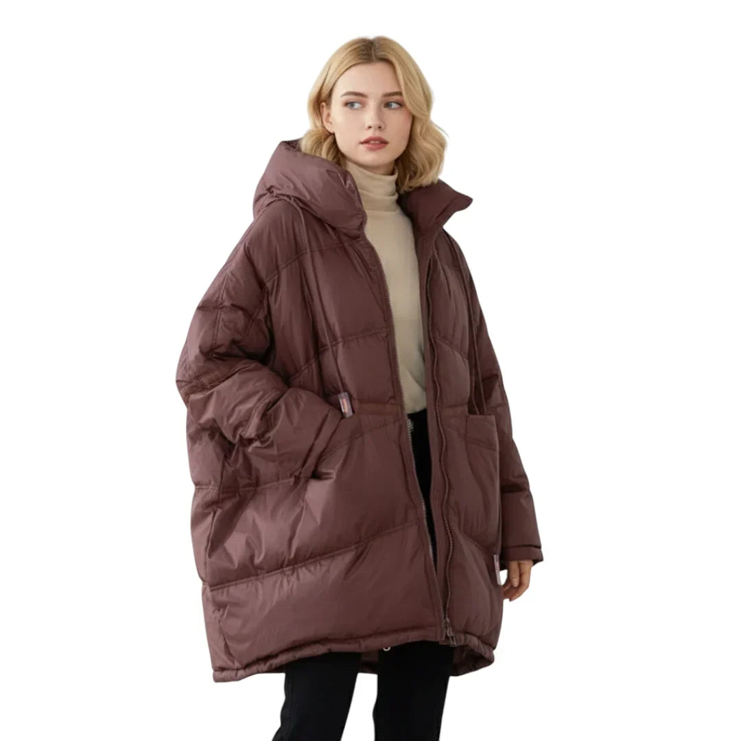 Chaqueta larga de plumón con capucha para mujer para invierno