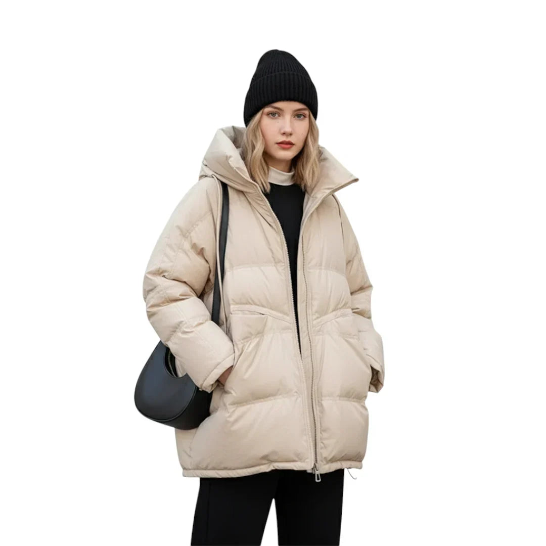 Chaqueta larga de plumón con capucha para mujer para invierno