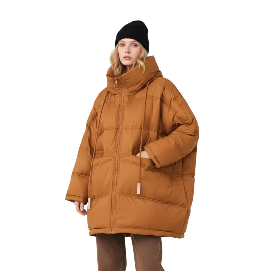 Chaqueta larga de plumón con capucha para mujer para invierno